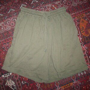 Women's Junior Size Medium Shorts Drawstring Elastic High Waist Cotton Cuffed